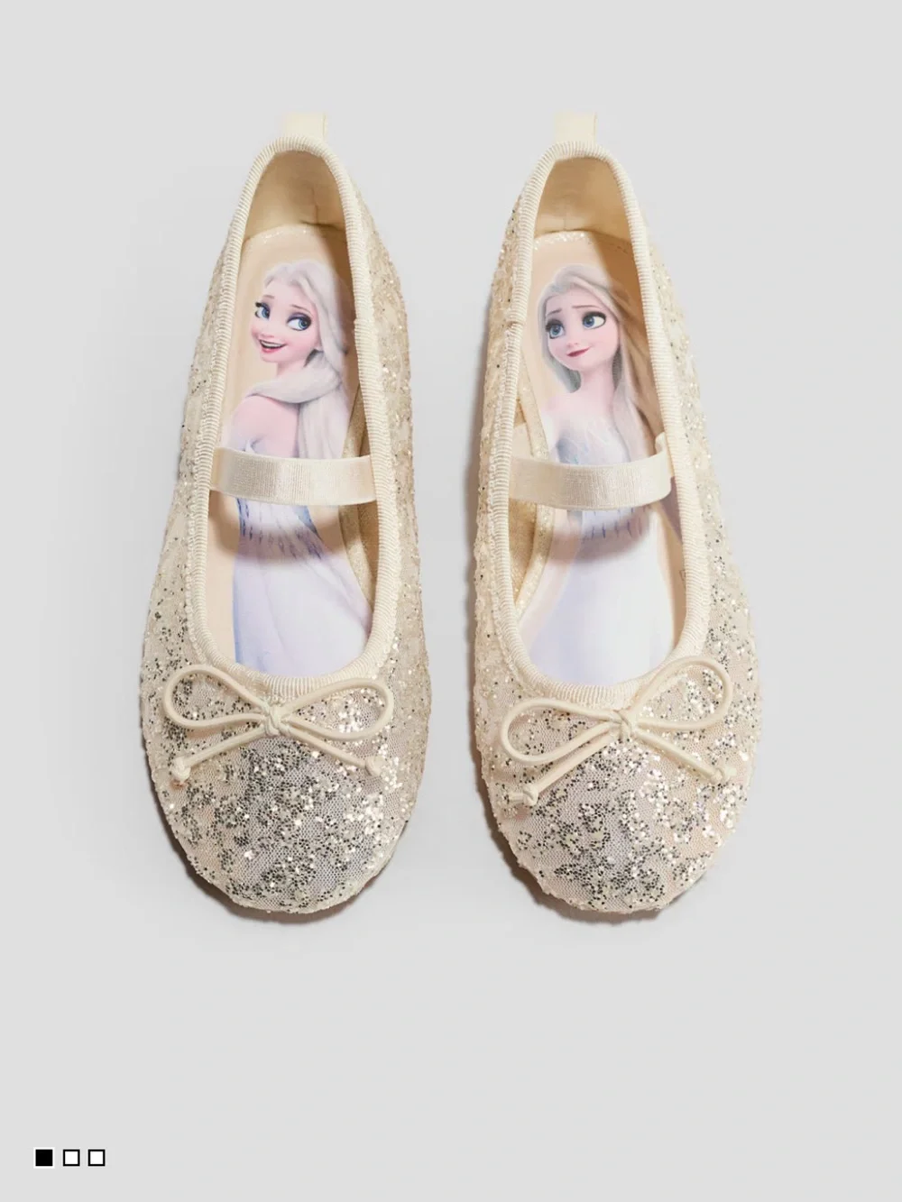 H&M x Disney Frozen Elsa Silver Glittery Ballet Pumps Flats NWT Kid Size US 7.5